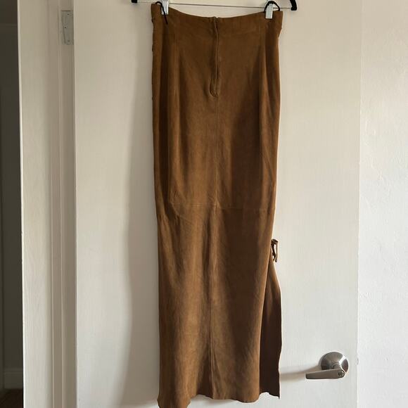 Maxfield Parrish Genuine Suede Maxi Skirt – Tan-Lace-Up Side Slit – Made in GB - Picture 2 of 10